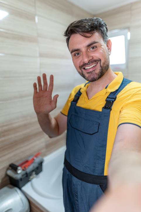 Professional technician working outdoors